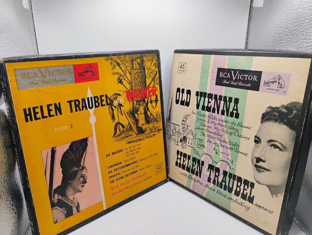 2) Helen Traubel Old Vienna & Sings Wagner (45 RPM) RCA Victor Records Red Seal